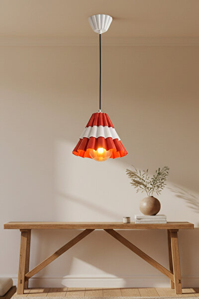 Otti Otte Triola Kırmızı Beyaz Metal Tekli Sarkıt Avize