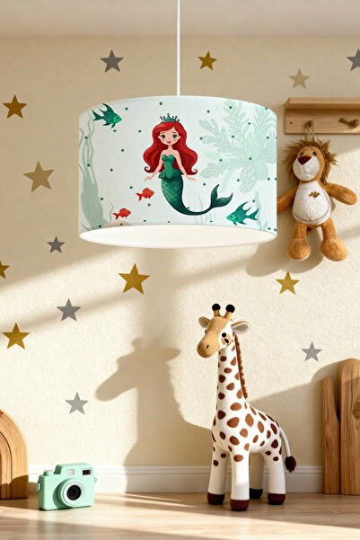 EVPANYA Kızıl Deniz Kızı Desenli Çocuk Odası Avize