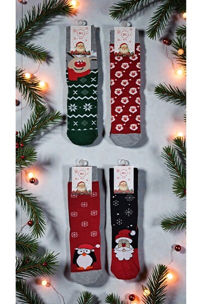 4'lü Unisex Yılbaşı Çorabı