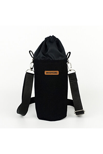 woodycord El Yapımı Büzgülü Siyah Kot Matara Termos Kılıfı