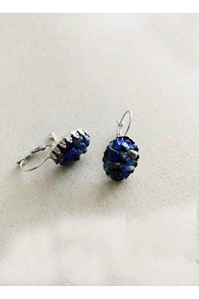 LADYMİRAGE Lapis Stone Steel Design Earrings