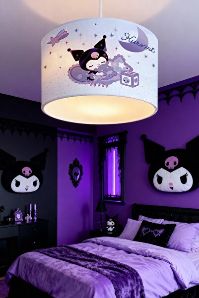 EVPANYA Yıldızlar Altında Uykucu Kuromi Desenli Çocuk Odası Avize