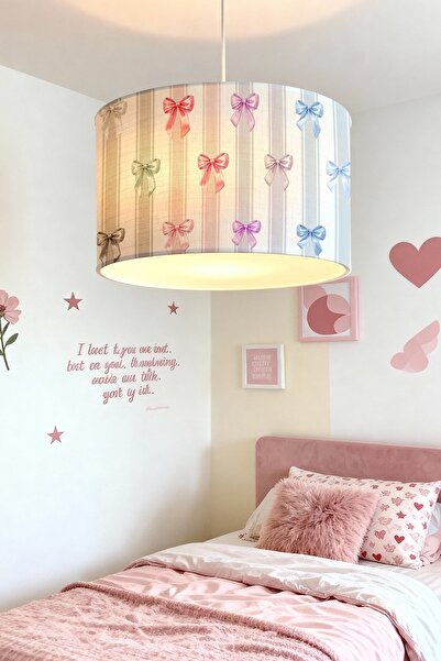 EVPANYA Renkli Şeritli Fiyonklar Desenli Çocuk Odası Avize