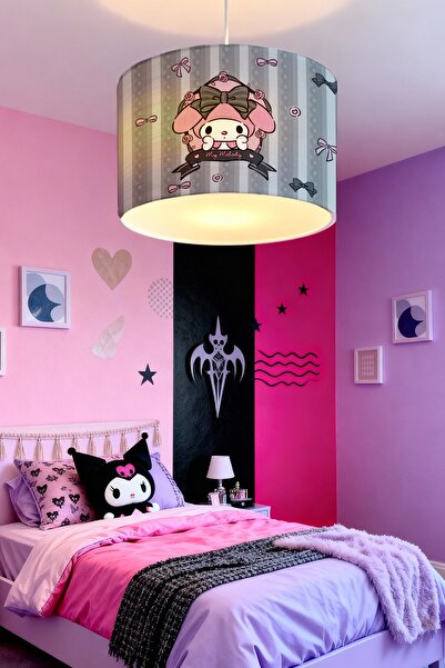 EVPANYA Gri My Melody Dantel İşlemeli Desenli Çocuk Odası Avize