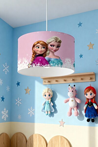 EVPANYA Pembe Karlı Elsa Anna Desenli Çocuk Odası Avize