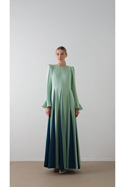 miha Hicran Önal فستان بقطعة جانبية من قماش إيتيجي بلون النعناع