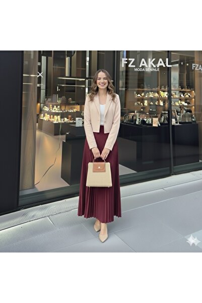 FZ AKAL Piliseli Etek Kadın Beli Lastikli