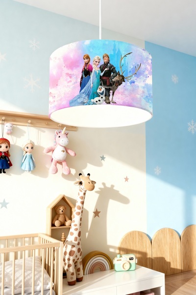 EVPANYA Kale Elsa Ve Dostları Desenli Çocuk Odası Avize