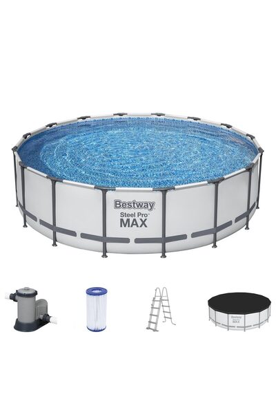 BESTWAY Piscina structura metalica, rotunda, cu filtru, pompa, scara, prelata...