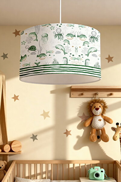 EVPANYA Yeşil Su Altı Desenli Çocuk Odası Avize