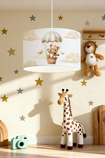 EVPANYA Bulutlar Üzerindeki Sevimli Ayıcık Desenli Çocuk Odası Avize