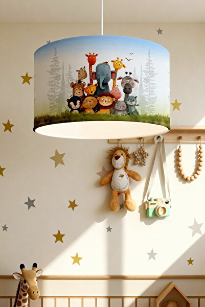 EVPANYA Mutlu Sevimli Dostlar Desenli Çocuk Odası Avize