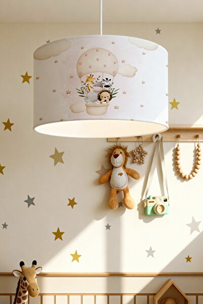 EVPANYA Sevimli Dostlar Uçan Balonda Desenli Çocuk Odası Avize