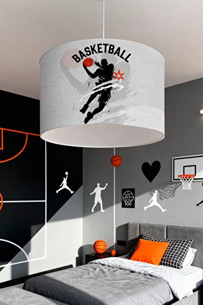 EVPANYA Gri Basket Yıldızı Desenli Çocuk Odası Avize