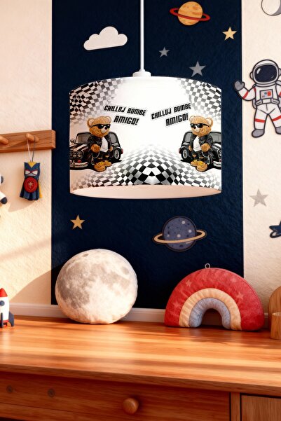 EVPANYA Arabalı Ayı Teddy Desenli Çocuk Odası Avize