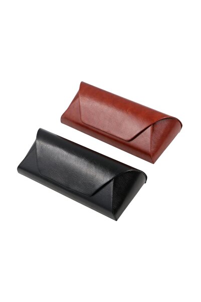 OEM Set of 2 sunglasses or eyeglasses cases, black and brown, magnetic closure, 16x6x4cm