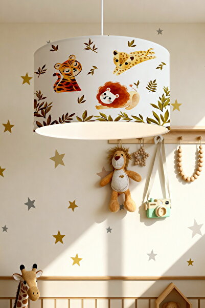 EVPANYA Aslanlı Safari Desenli Çocuk Odası Avize