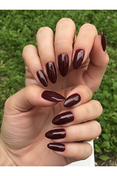 TR ✨ El İşlemesi Bordo 24’lü Birinci Kalite Jel Protez Takma Tırnak ✨