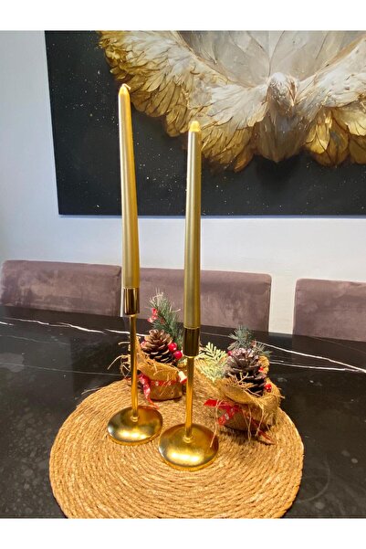 TAŞDELEN AVM Gold mum 2li sofra mum dekoratif mum parti mumu