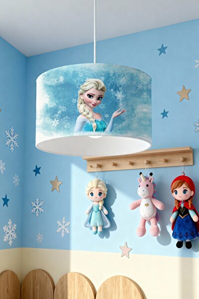 EVPANYA Kartaneli Mavi Elsa Desenli Çocuk Odası Avize