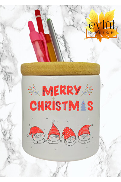 Eylül Design هدية عيد الميلاد المجيد لعام مطبوع من السيراميك الخشبي بتفاصيل د...