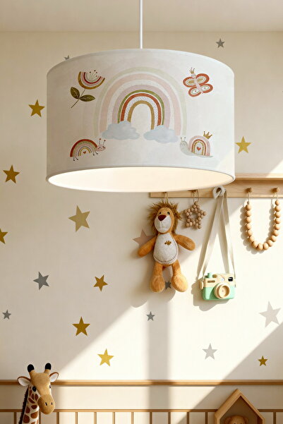 EVPANYA Gökkuşağı ve Sevimli Hayvanlar Desenli Çocuk Odası Avize