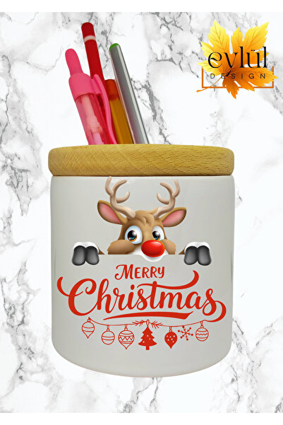 Eylül Design هدية عيد الميلاد المجيد لعام مطبوع من السيراميك الخشبي بتفاصيل د...