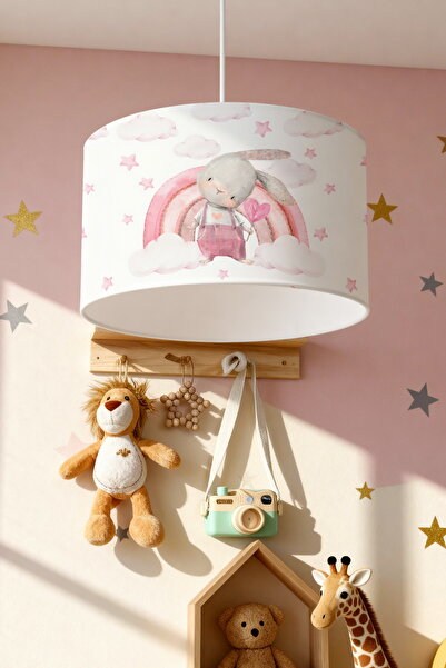 EVPANYA Gökkuşağındaki Tavşan Desenli Çocuk Odası Avize