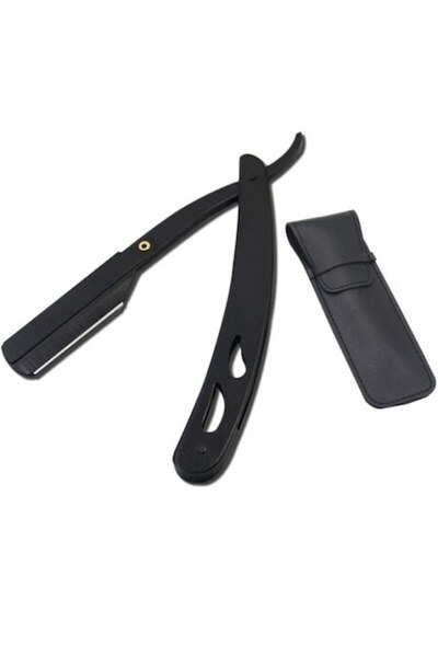 SUPER TRENDS Brici Profesional Din Otel Inoxidabil Cu Husa Din Piele, Brici Barbierit Si Ras Pentru Barbati