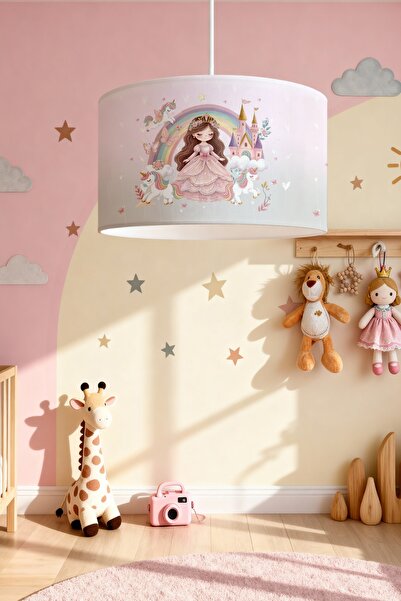 EVPANYA Unicornlu Prenses Desenli Çocuk Odası Avize