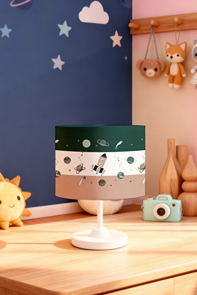EVPANYA Retro Green Pink Space Vehicles Patterned Children's Room Lampshade