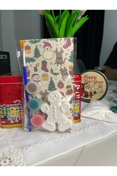 obelleatelier Kurabiye Adam Figür Çocuk Taş Boyama Seti – Fırça, Boya ve Figü...