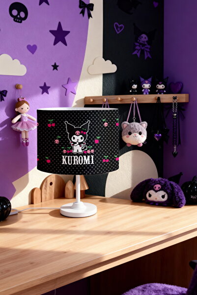 EVPANYA Pink Cherries and Kuromi Patterned Children's Room Lampshade