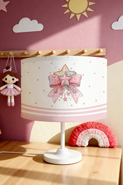 EVPANYA عاكس الضوء لغرفة الأطفال بنمط فيونكة النجمة الوردية