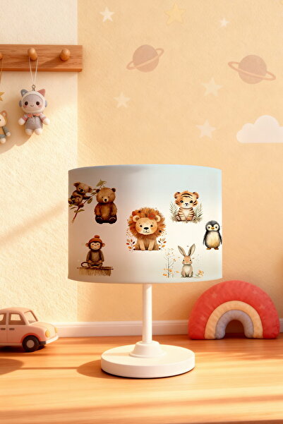 EVPANYA Blue Cream Cute Animals Patterned Children's Room Lampshade