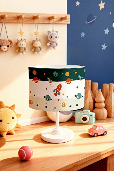 EVPANYA Retro Green Cream Space Vehicles Patterned Children's Room Lampshade