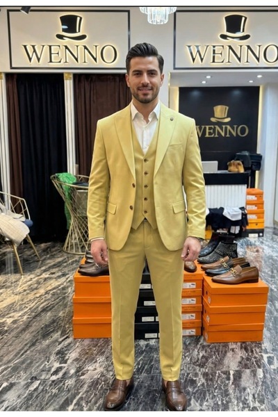WENNO Vest Set Light Yellow Suit
