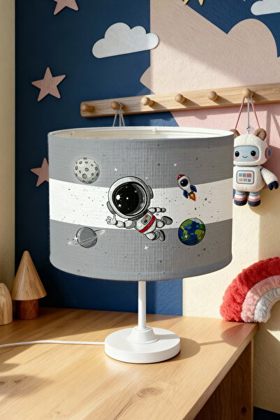 EVPANYA غطاء مصباح لغرفة الأطفال بنمط الفضاء والفضائيين الصغار باللون الرمادي