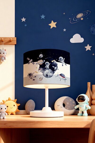 EVPANYA عاكس الضوء لغرفة الأطفال بنمط رائد الفضاء باللون الأزرق الداكن والرمادي