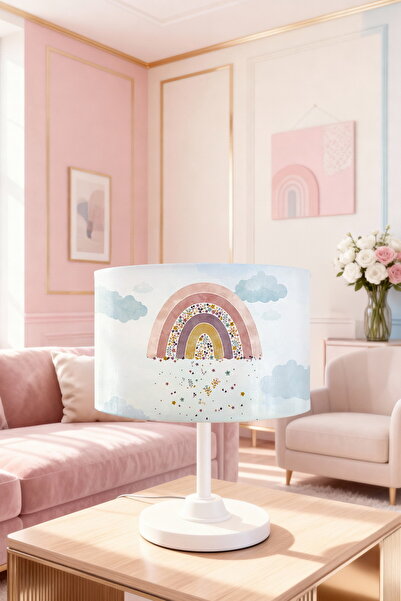 EVPANYA Blue Cloudy Flower Rainy Rainbow Patterned Children's Room Lampshade