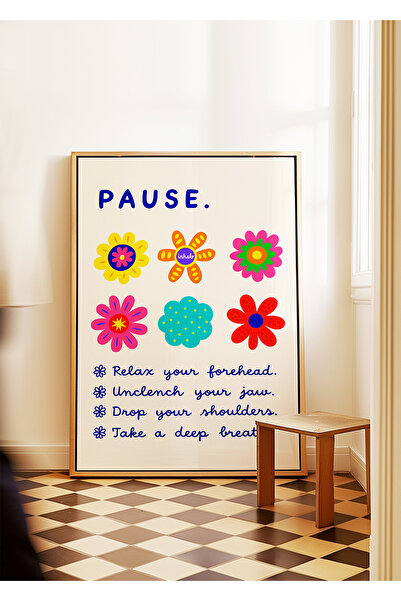 ARTHOUSECOLLECTIVE Pause - Yoga / Meditation Poster - Unframed Poster in Table Dimensions