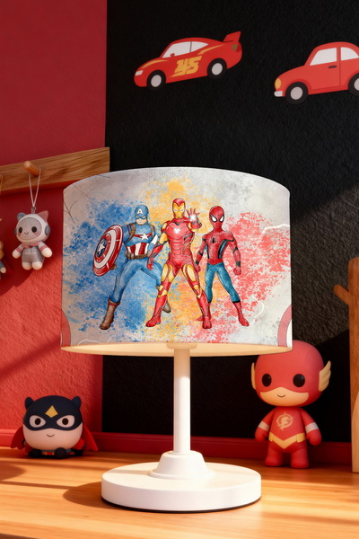 EVPANYA عاكس الضوء لغرفة الأطفال بنمط الأبطال الخارقين باللون الرمادي