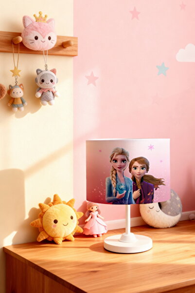 EVPANYA Pink Elsa and Anna Patterned Children's Room Lampshade