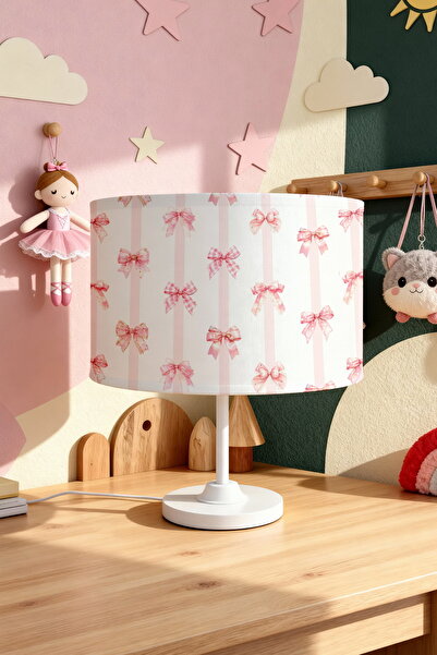 EVPANYA Pink Striped Bows Patterned Children's Room Lampshade