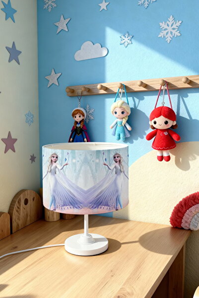 EVPANYA Tül Elbiseli Elsa Desenli Çocuk Odası Abajur