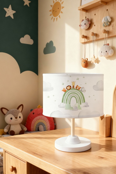 EVPANYA Green Rainbow Safari Patterned Children's Room Lampshade