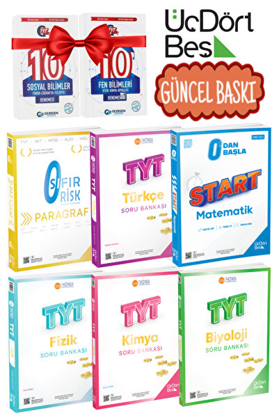 Üç Dört Beş Yayıncılık Sıfır Risk Paragraf+TYT Türkçe+0'dan Başla Start Matem...