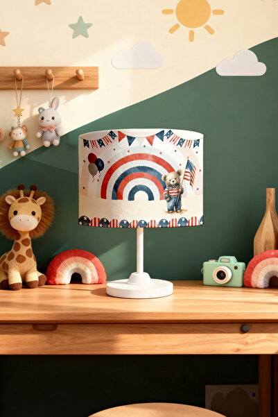 EVPANYA عاكس الضوء لغرفة الأطفال بنمط دمية الدب مع العلم