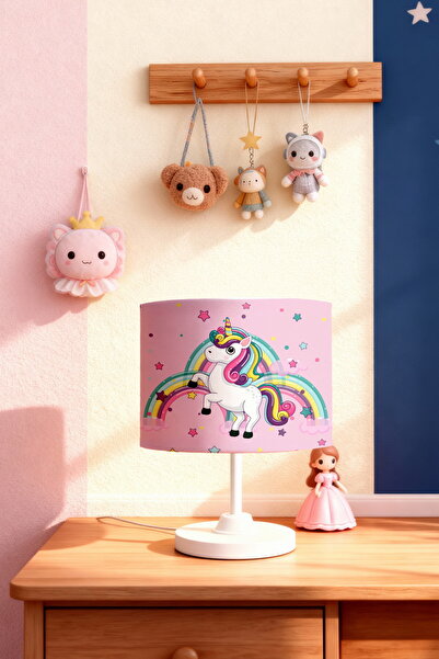 EVPANYA Pink Unicorn Patterned Children's Room Lampshade