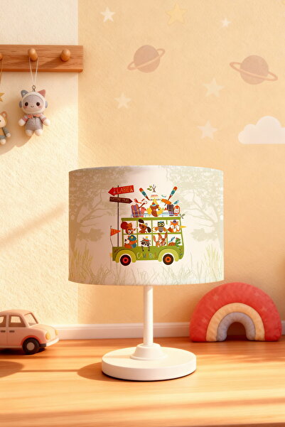 EVPANYA Campus Bus Safari Patterned Children's Room Lampshade